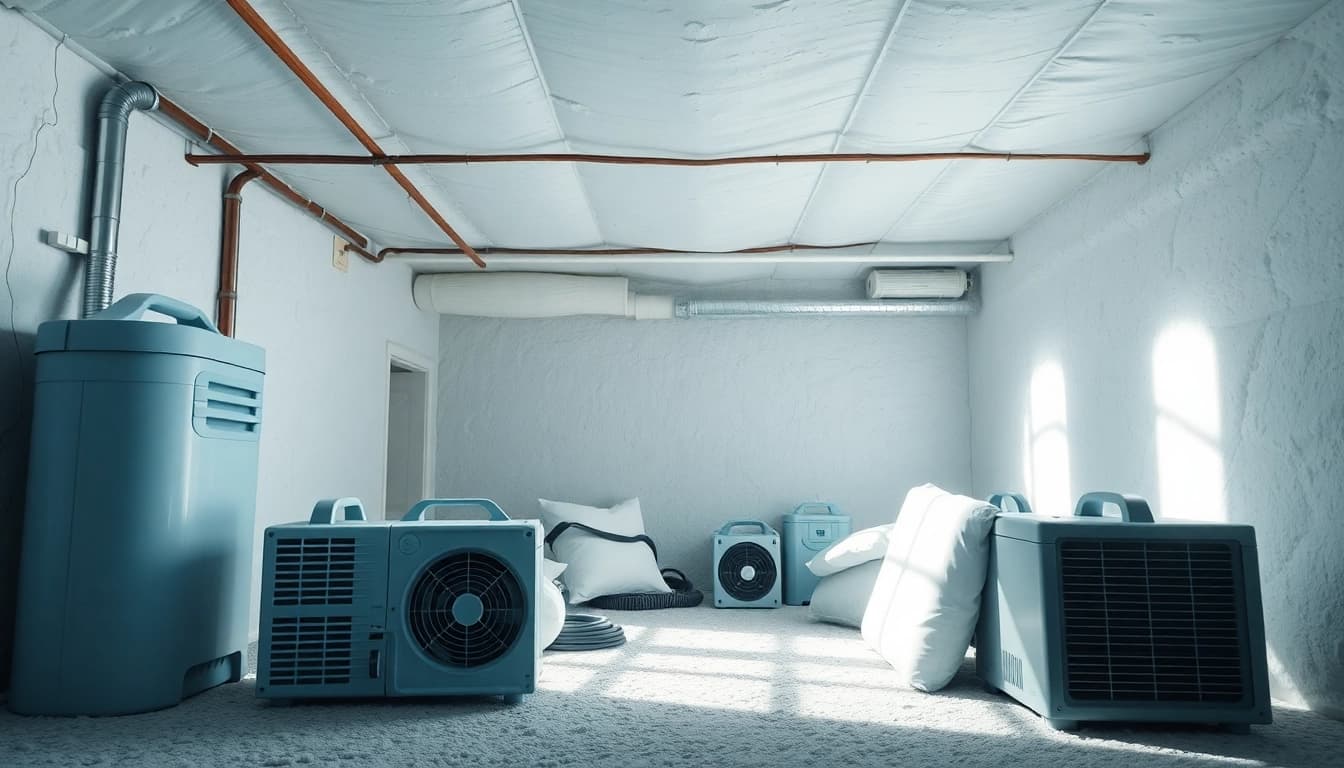 Crawl Space Restoration showcasing a clean space with tools highlighting the process.