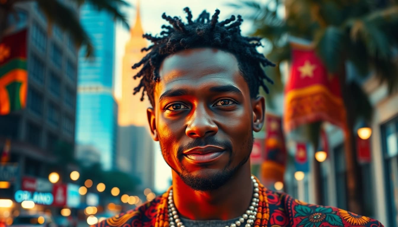 Highlighting Orlando Black's contributions to culture in a vibrant urban setting.