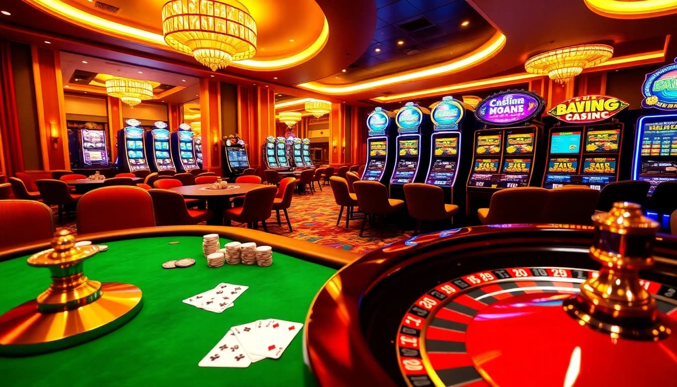 Experience the excitement of gambling at https://rr88.wales/ with luxurious casino tables and vibrant gaming elements.