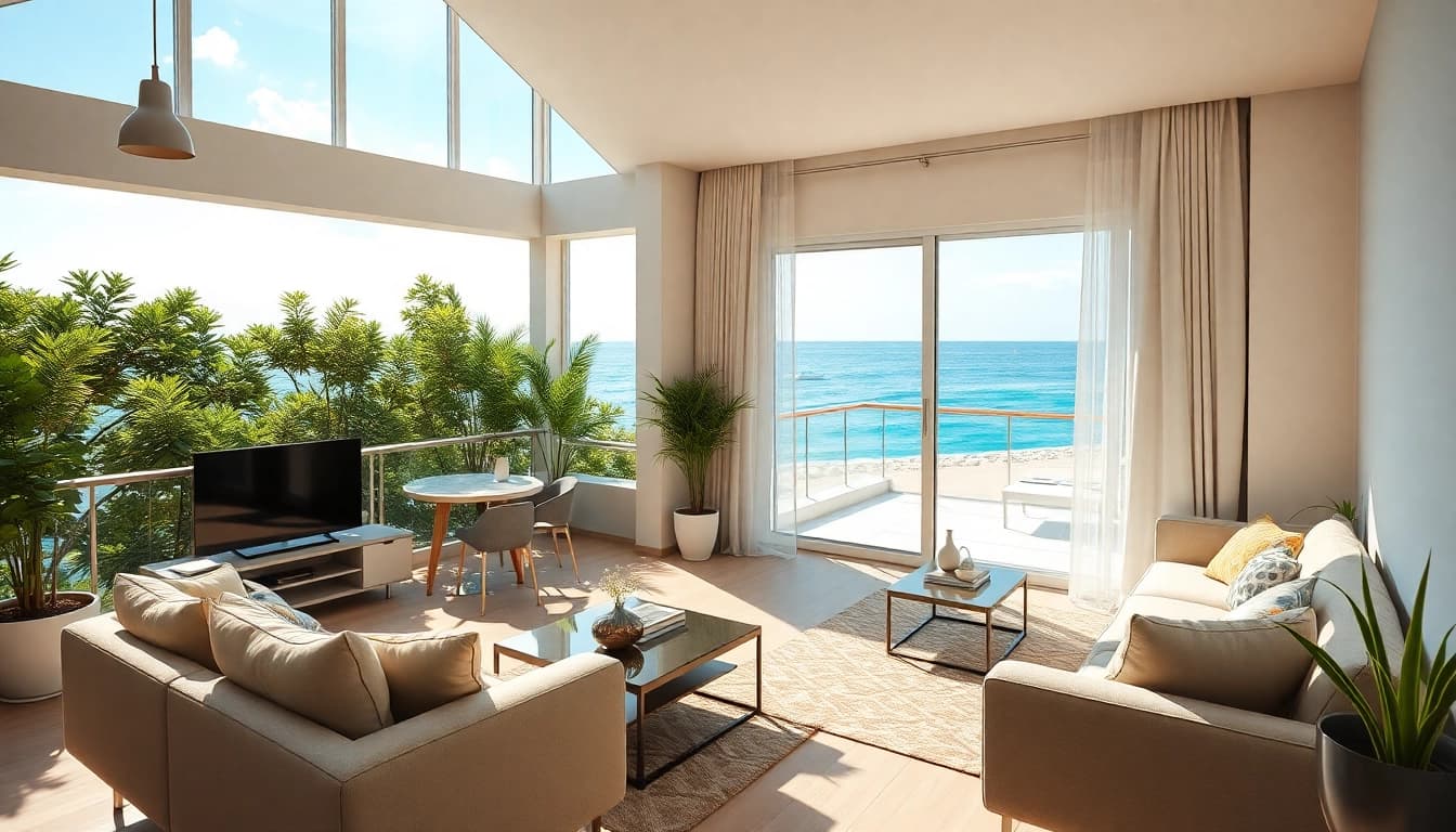 Beautiful apartment for sale in Alanya with stunning sea views and modern interior design.