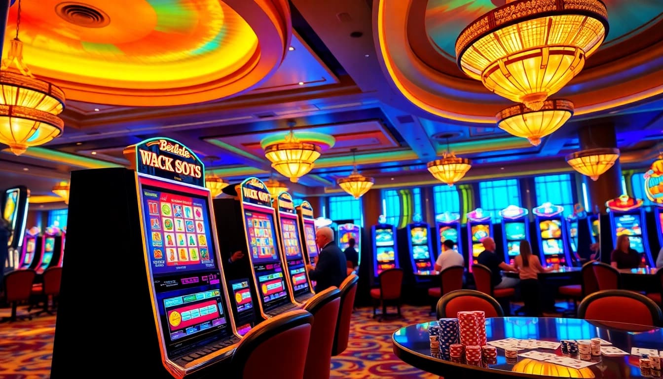 Player enjoying an exciting Slot machine experience at a luxurious casino.