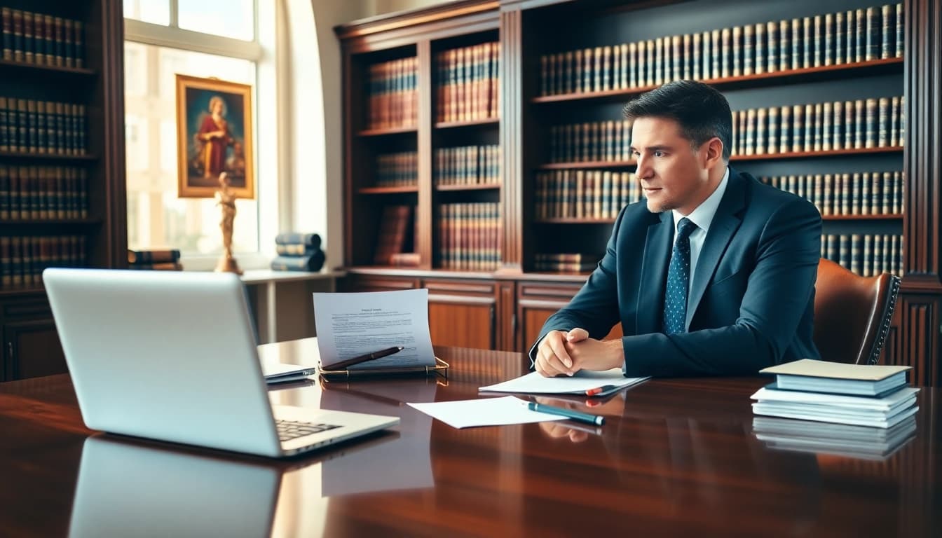 Engaging Broward County litigation lawyer advising a client in a professional office setting.