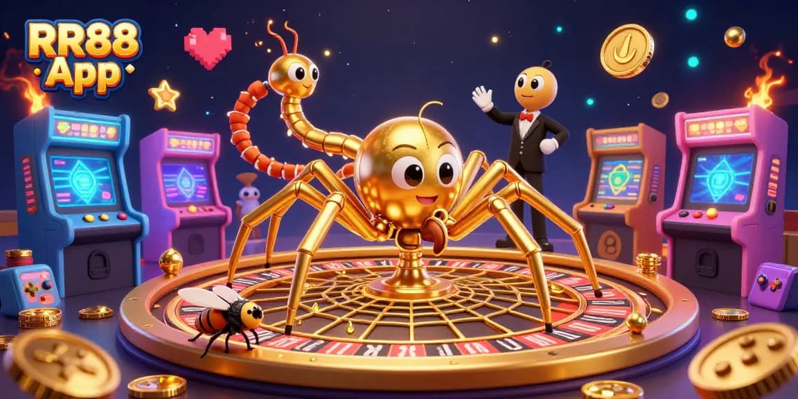 Get ready to spin with the RR88 App! Join a thrilling scene with a golden web roulette wheel.