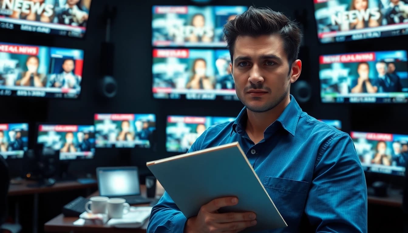 diknews.co.uk reports that a dedicated journalist captures breaking news in an energetic newsroom.