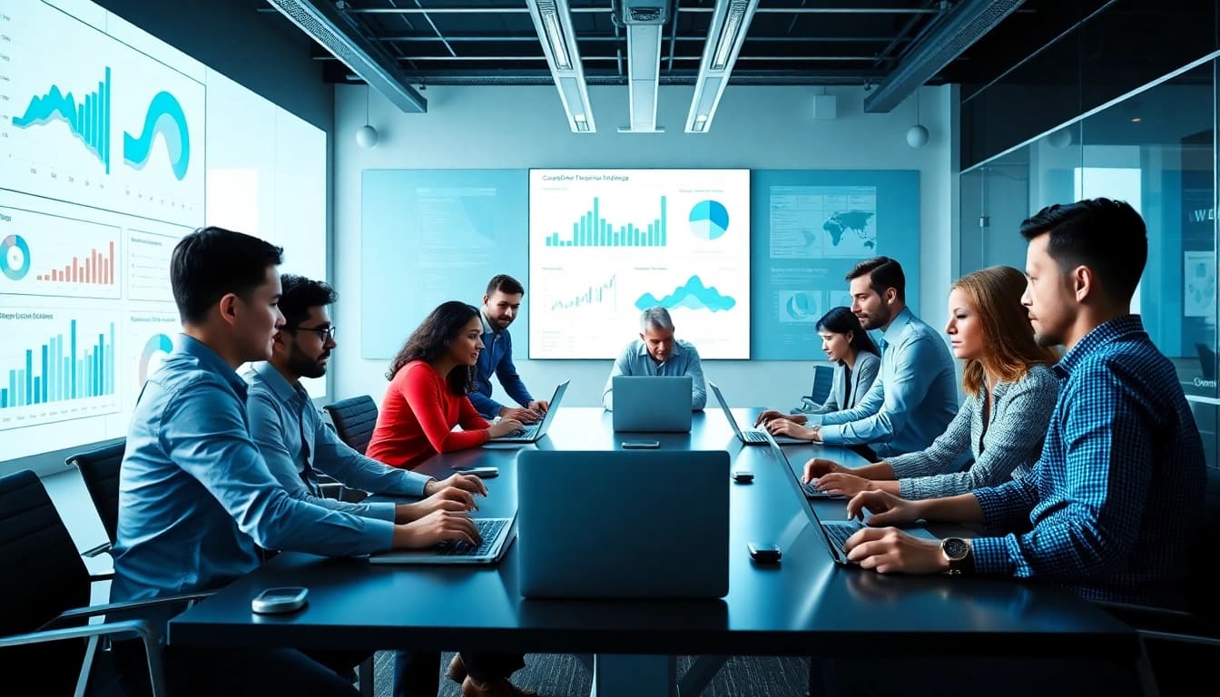 Discover competitive intelligence faqs with data analysts collaborating in a modern office.