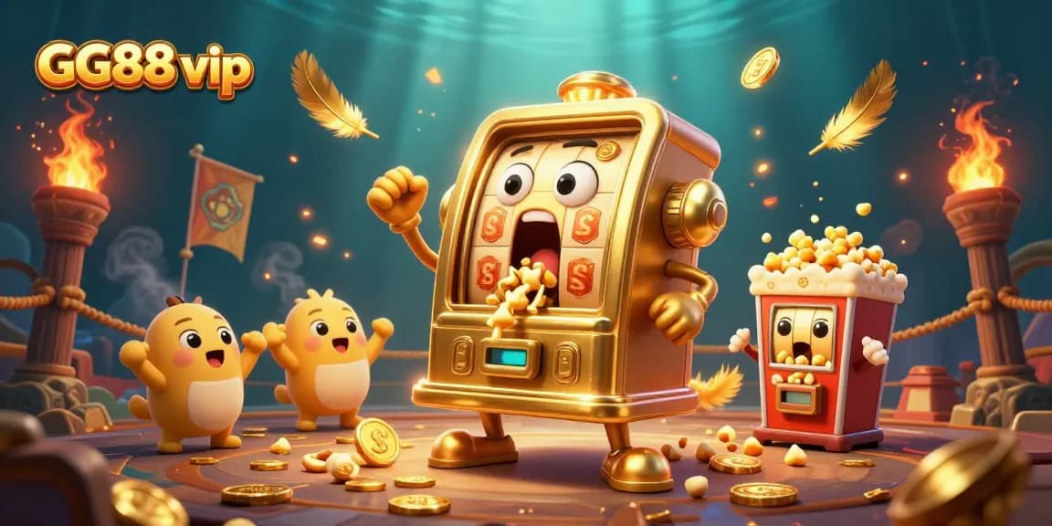 Experience exciting wins with GG88 vip at this vibrant golden slot machine scene!