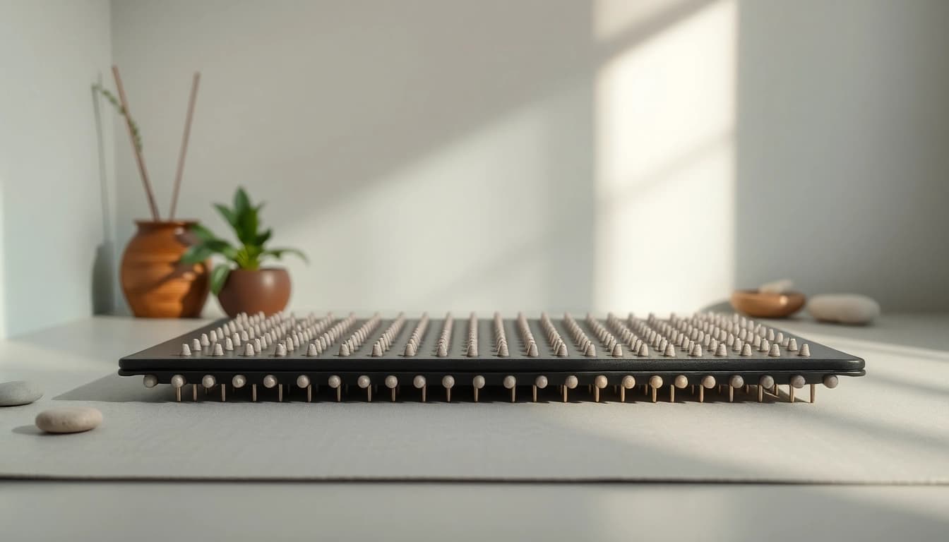 Fakirmatte showcasing its unique design for relaxation and pain relief.
