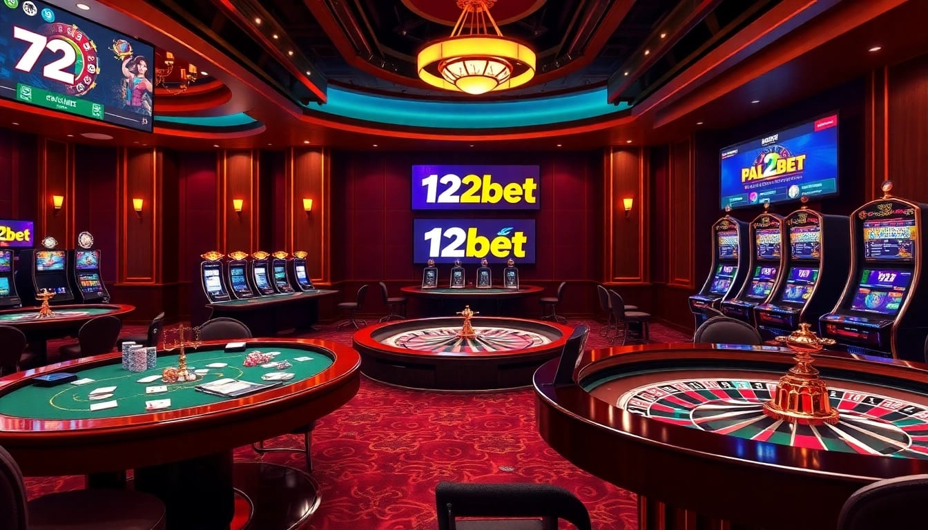 Experience a thrilling online gambling session at 12bet with vibrant casino visuals.