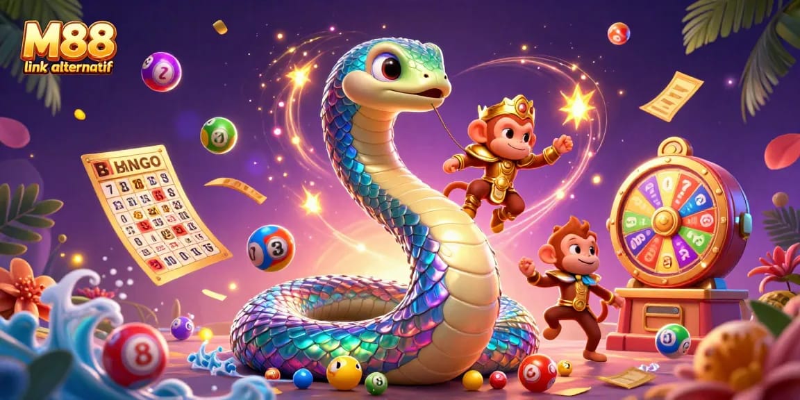 Experience excitement with M88 link alternatif, featuring dynamic lottery balls and carnival-themed visuals.