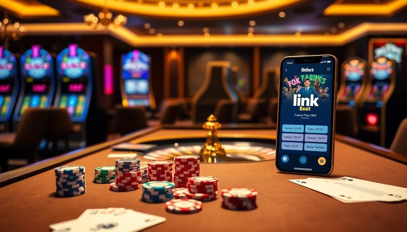 Engage with thrilling bets at link 188bet, featuring poker chips and a roulette wheel.