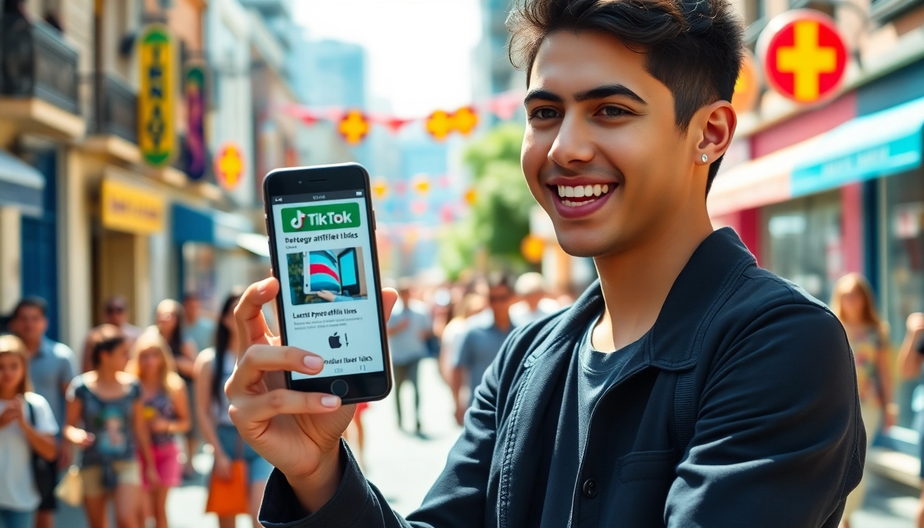 Discover paid links for TikTok creators in a vibrant urban setting while promoting engaging content.