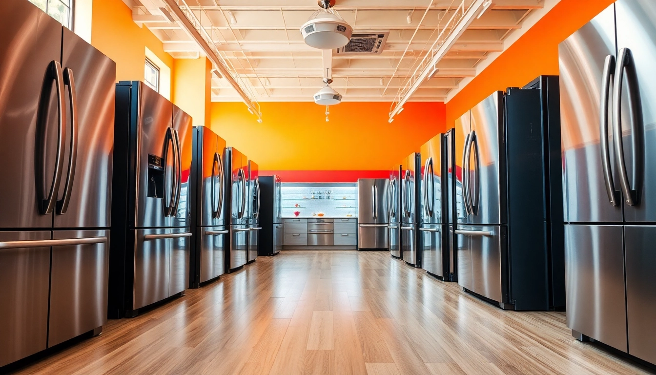 Engaging display of refrigerator sales showcasing modern energy-efficient models.