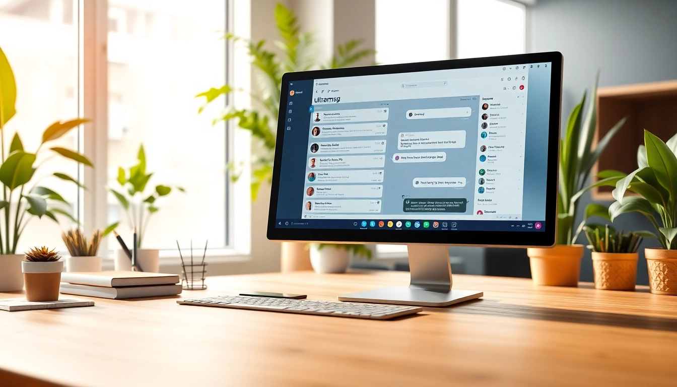 Engaging workspace showcasing ultramsg messaging interface and tools.