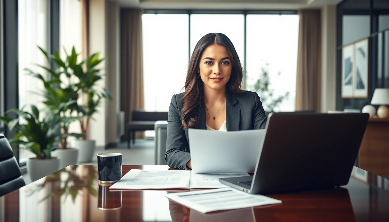 Woman engaged in forming an LLC at her office desk, demonstrating professionalism and dedication.