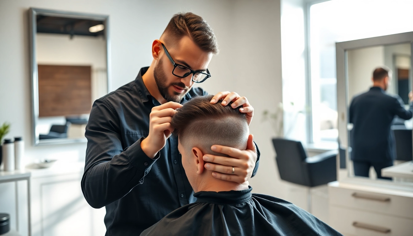 Ace of Fades 212 professional applying a custom hair system for a client.