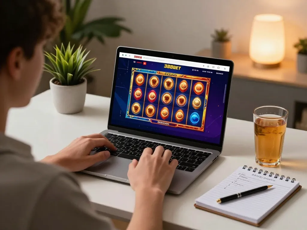 Engage in thrilling gameplay on 388bet with vibrant online slot games and strategic notes at home.
