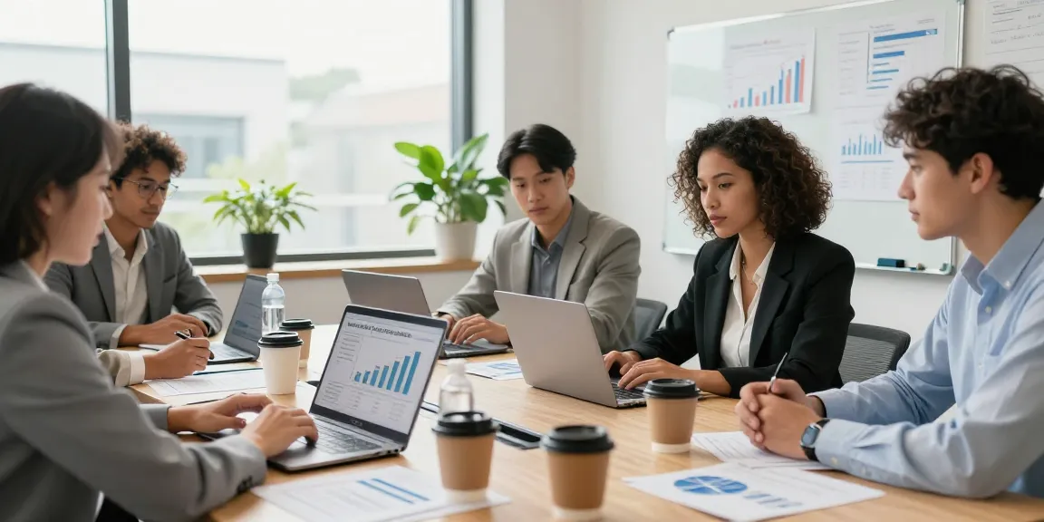 Team analyzing merchant cash advance UK strategies in a modern office