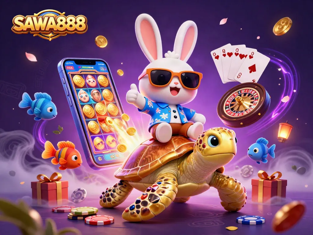 Engage with SAWA888 as the lucky rabbit and sea turtle showcase exciting casino games.