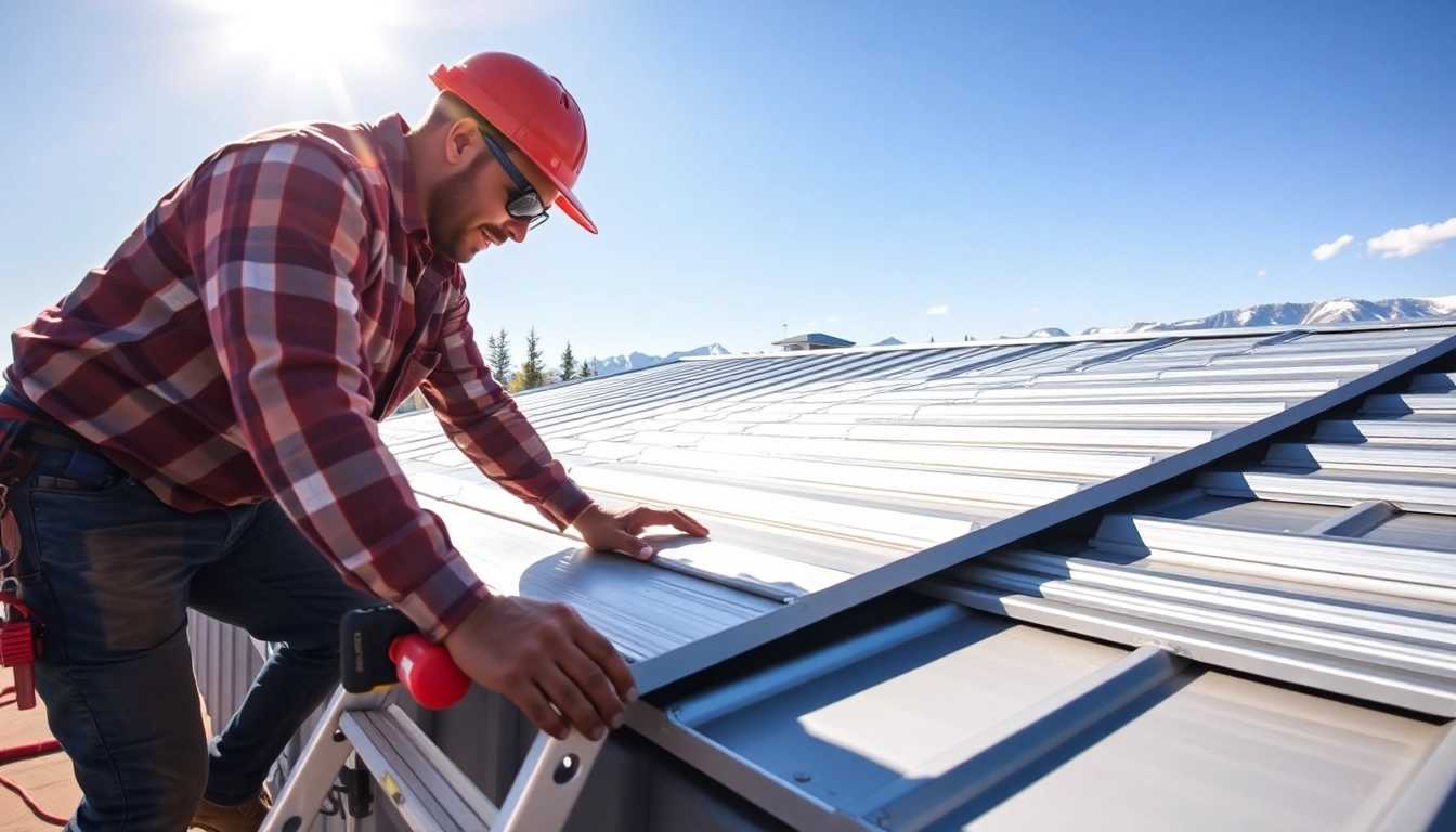 Showcasing metal roofing calgary installation with professional craftsmanship under bright sunlight.