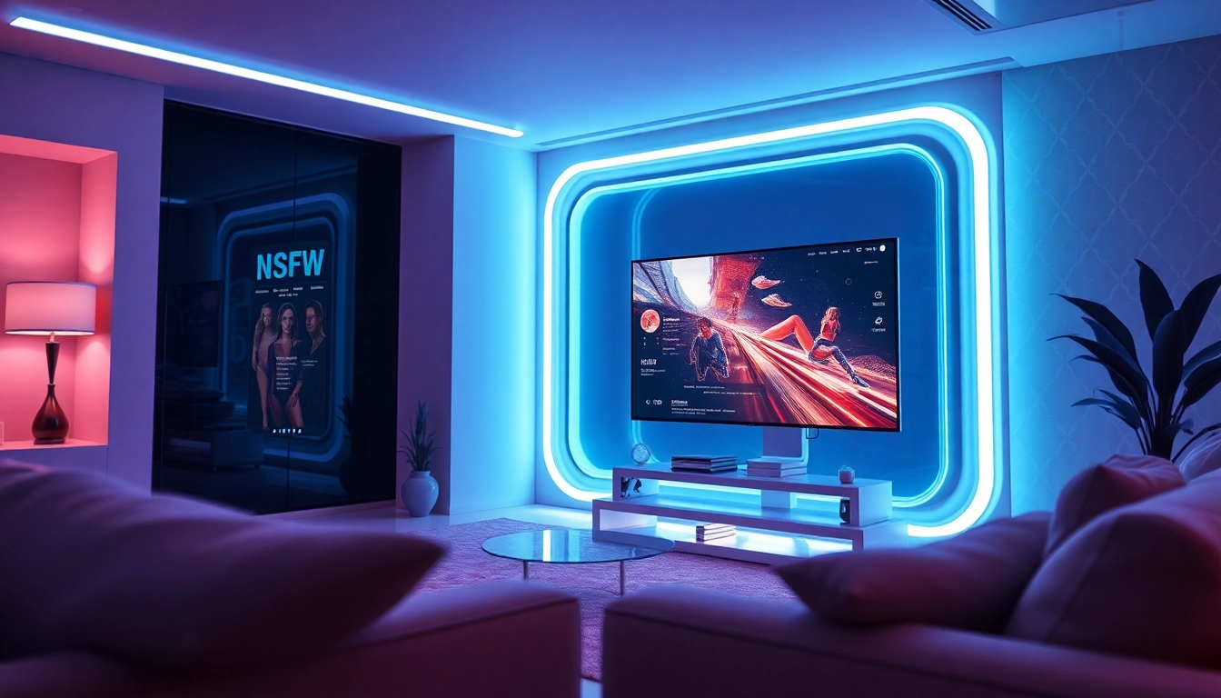 Engaging scene of a high-tech AI NSFW platform featuring modern digital interfaces.