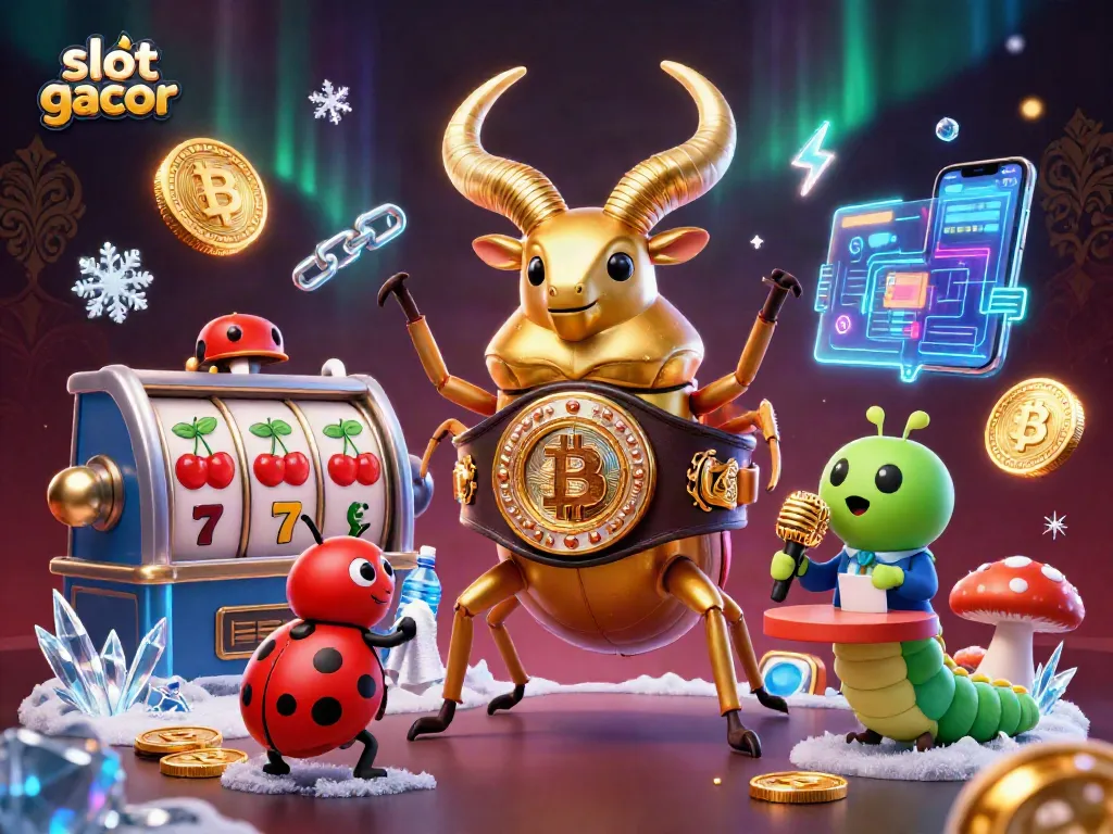 Engage with the slot gacor theme as a golden stag beetle faces off in an electrifying casino battle.