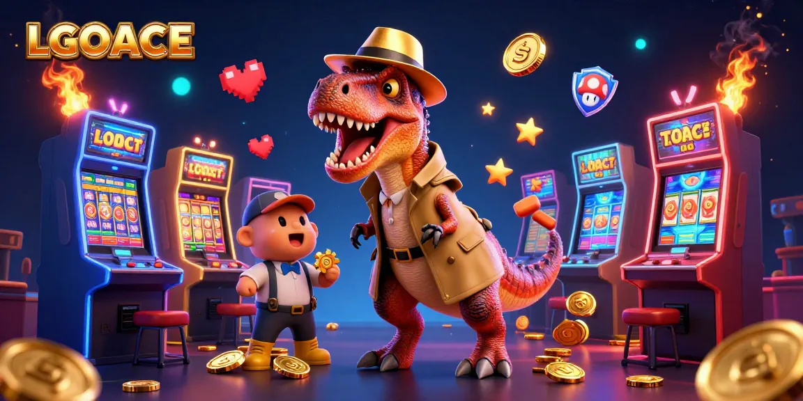 LGOACE showcases a vibrant 3D slot machine scene with characters themed for an exciting gaming experience.