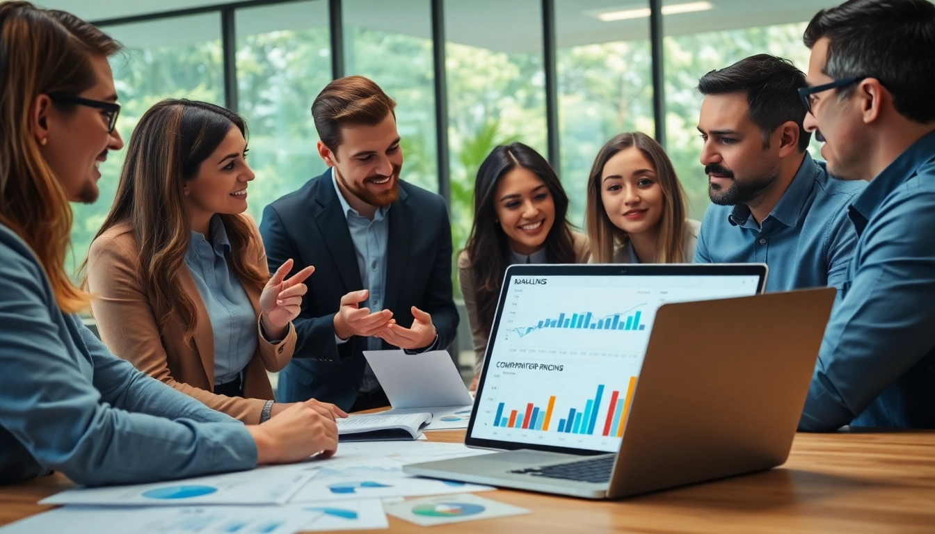 Analyze strategies to find competitor pricing with collaborative business teams in a modern office.
