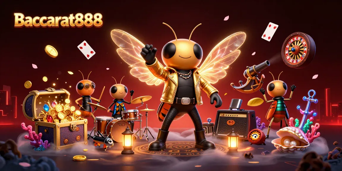 Experience Baccarat888 excitement with a vibrant casino scene featuring dynamic characters and rich game elements.