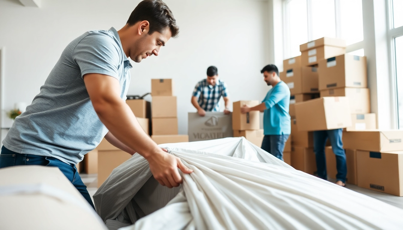 Vancouver moving company team efficiently packing belongings in a professional setting.