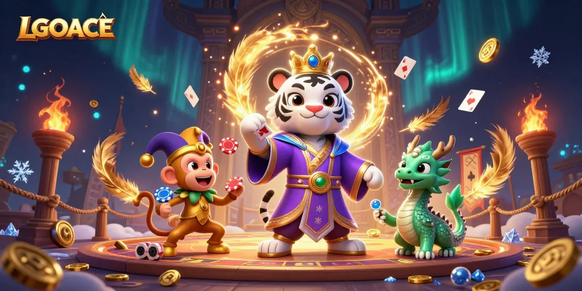 LGOACE enhances play with vibrant 3D casino illustration featuring animated characters and dynamic gaming elements.