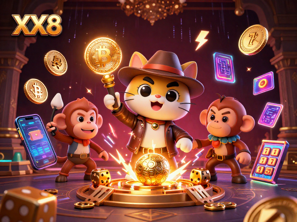 Join the adventure with XX8 as the explorer cat and monkey unveil golden casino treasures.
