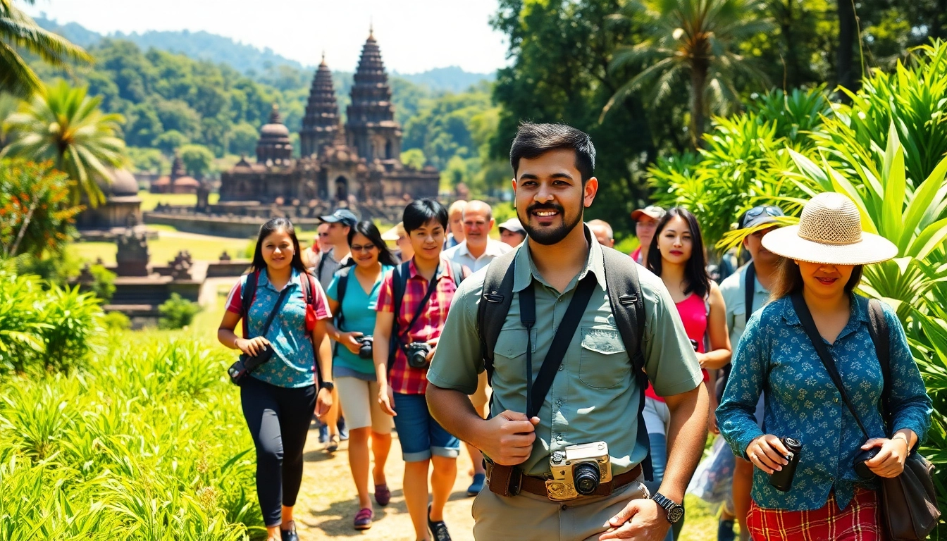 A group tour led by a professional guide at https://privatetourssrilanka.com with lush Sri Lankan scenery.