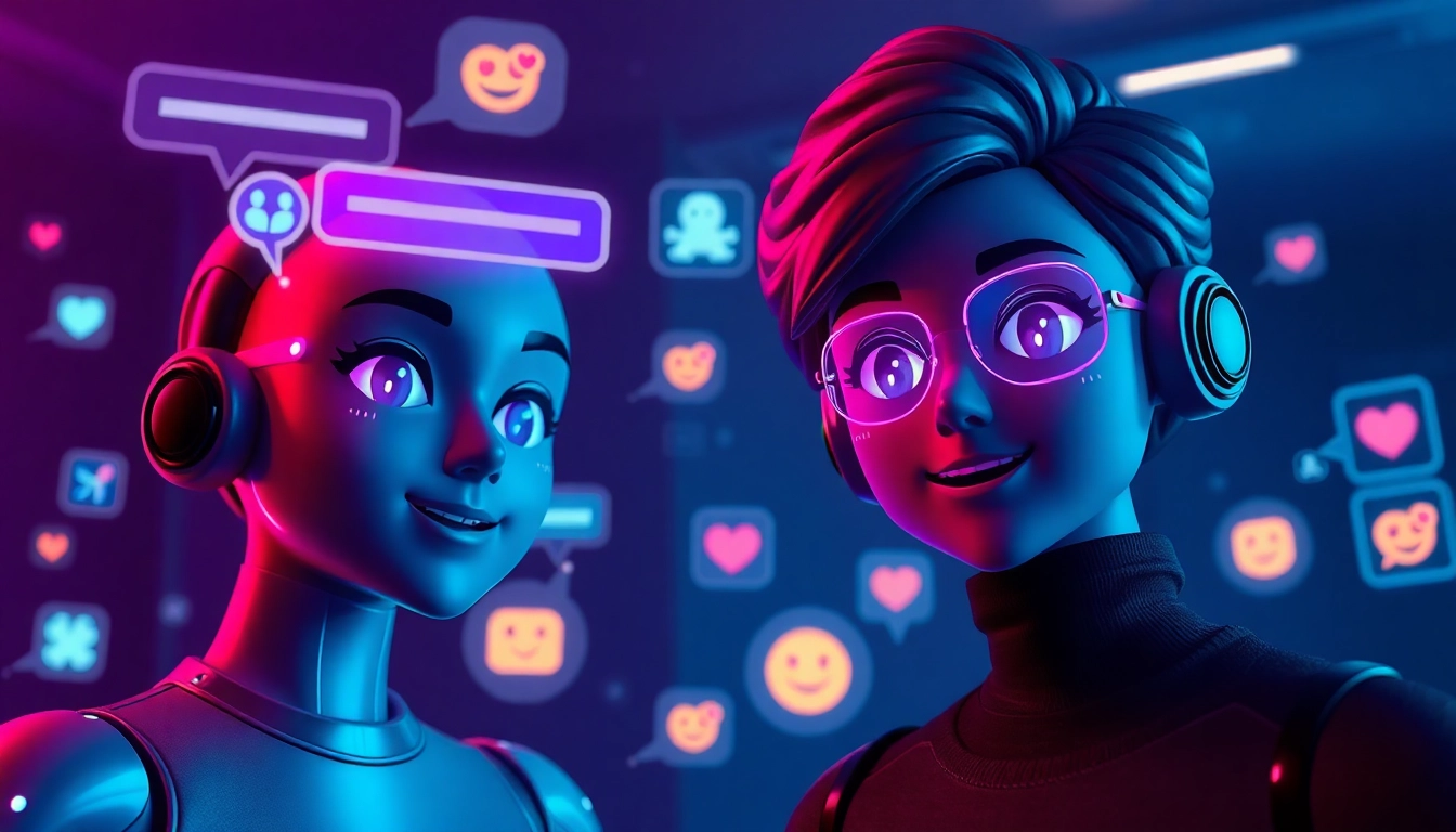 Interactive session with nsfw character ai showcasing vibrant AI characters in a digital chat environment.
