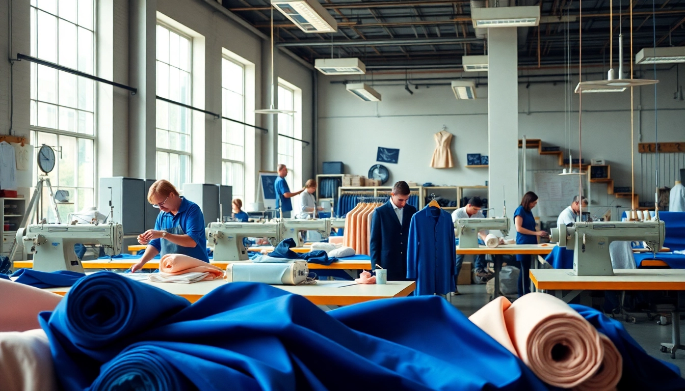 Clothing Manufacturer For Startups producing stylish apparel in a modern workspace