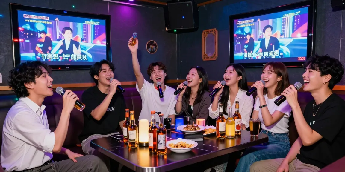 Exciting karaoke night at https://www.magic4karaoke.com/ with friends enjoying drinks and singing, vibrant atmosphere.