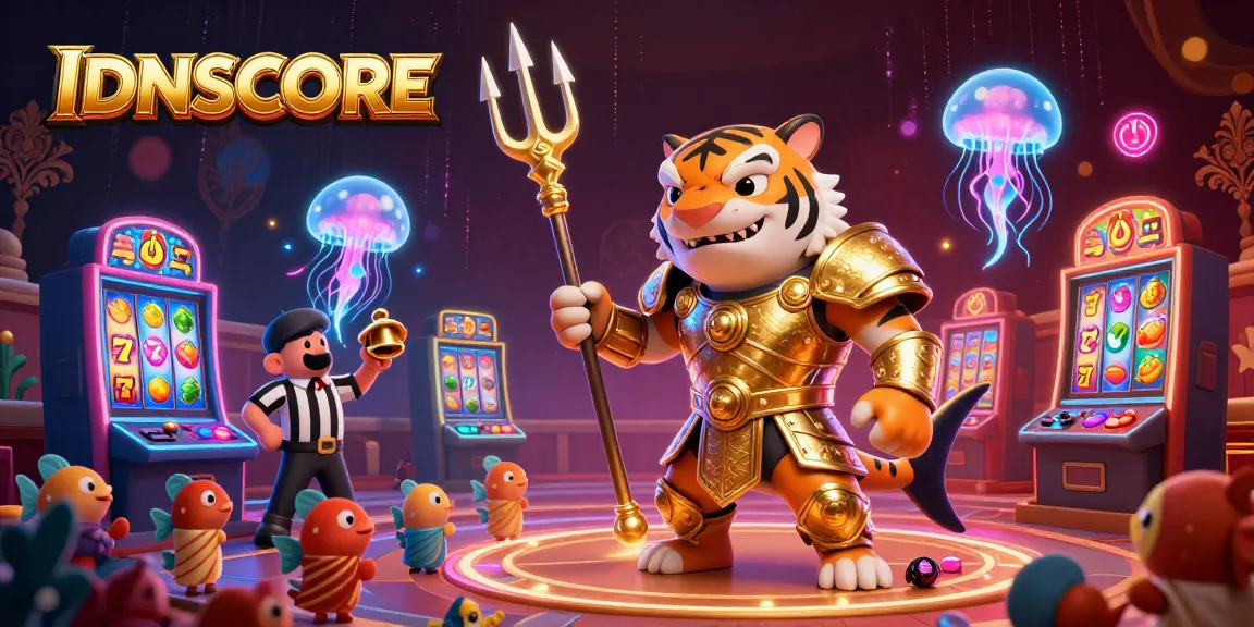 Experience the thrill of IDNSCORE with a vibrant 3D illustration showcasing casino fun.