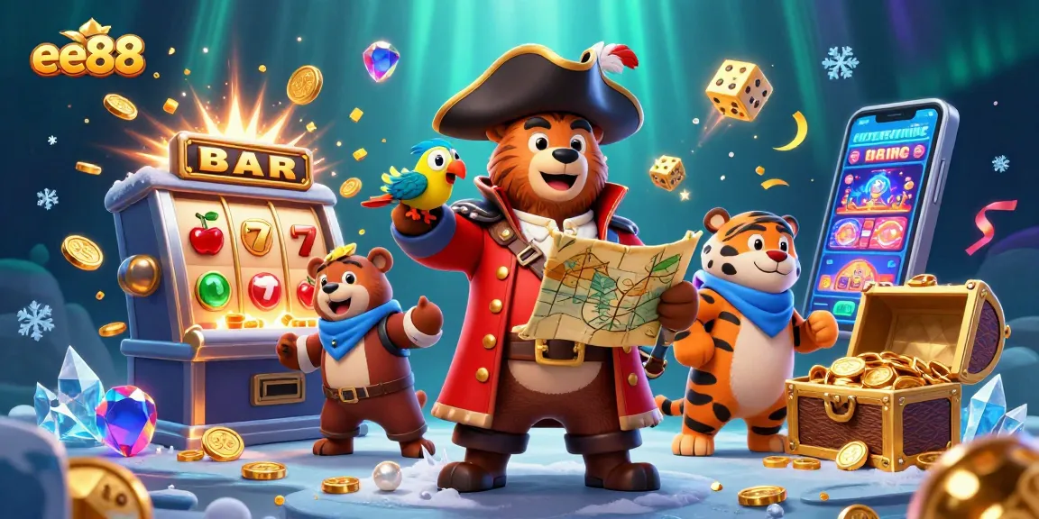 Engage in thrilling gameplay at ee88 with a vibrant 3D illustration featuring a treasure-hunting adventure.