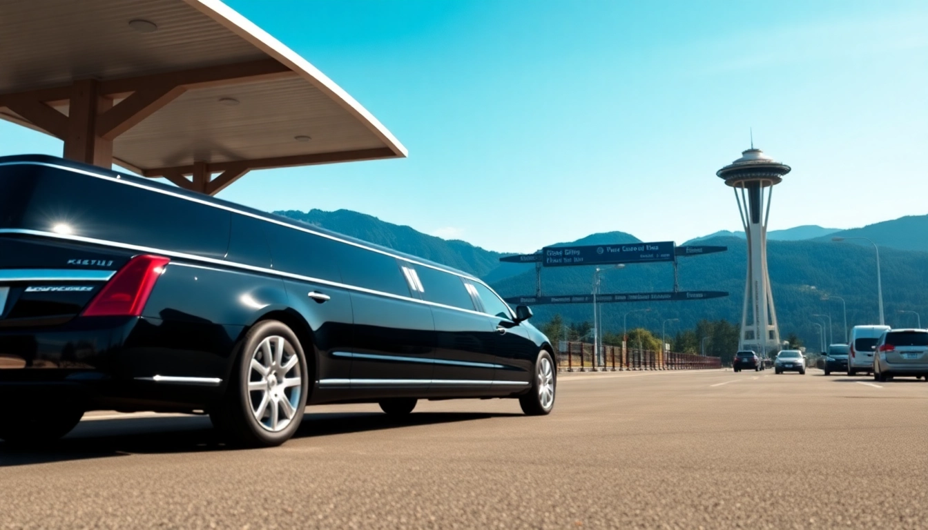 Experience the luxury of vancouver to seattle limo travel with an elegant limousine against scenic backgrounds.