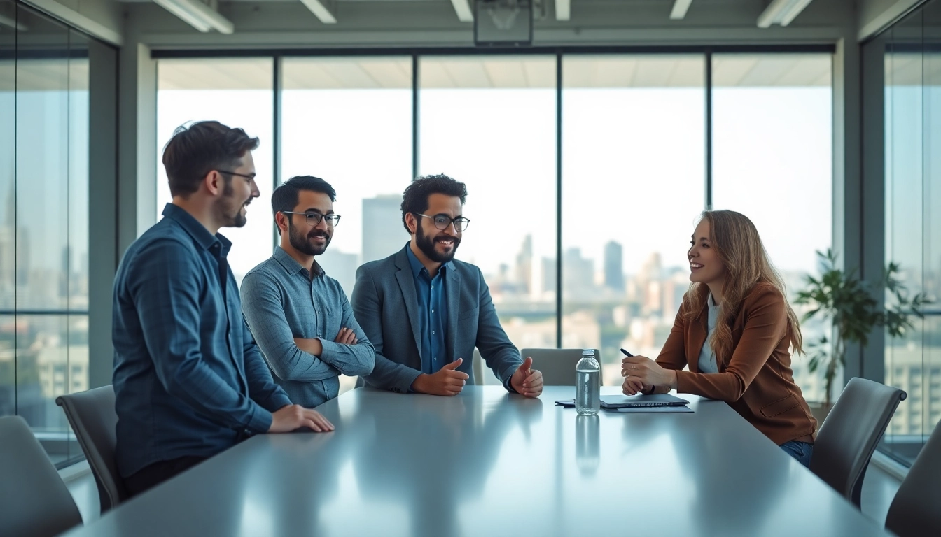 Founders engaged in a brainstorming session showcasing leadership insights in a modern office.