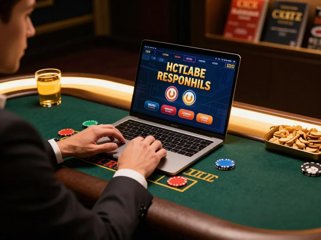Engaged player at Agen Casino Online strategy session with laptop showing blackjack game interface.