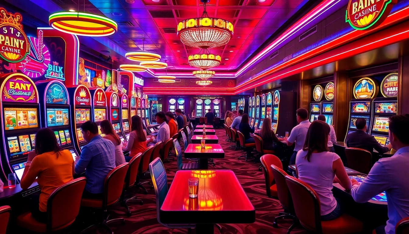 Engaging scene of csgo gambling sites showcasing vibrant casino games and enthusiastic players.