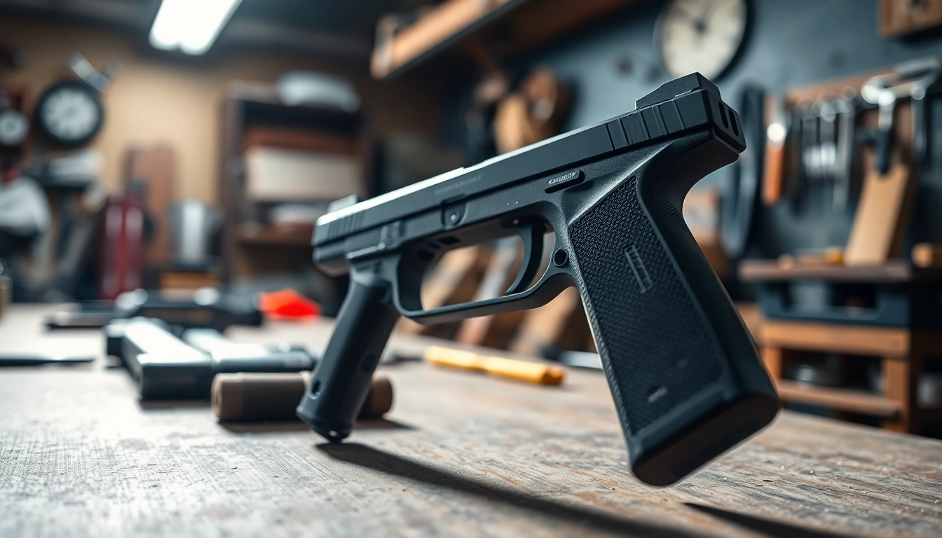 Showcase of the pf9ss frame highlighting its factory-style grip texture and intricate design details.