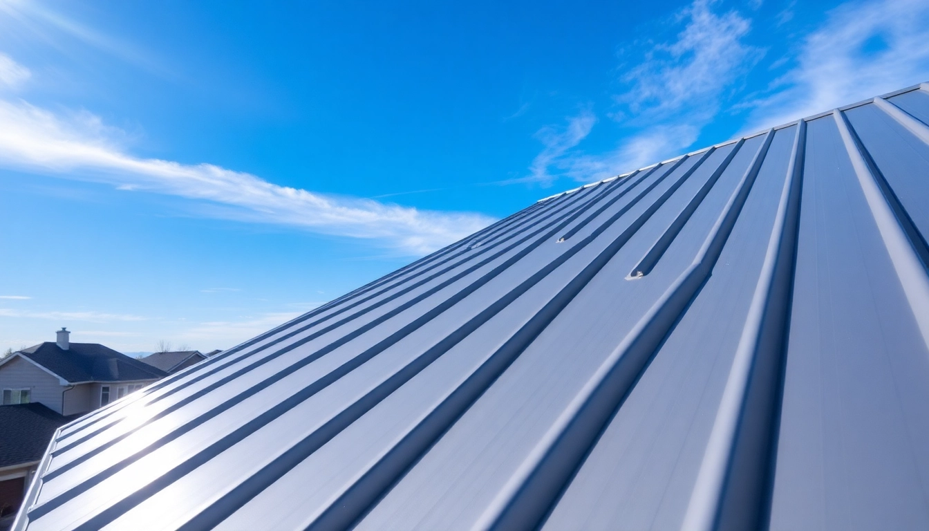 Installers showcasing metal roofing calgary craftsmanship against beautiful homes.