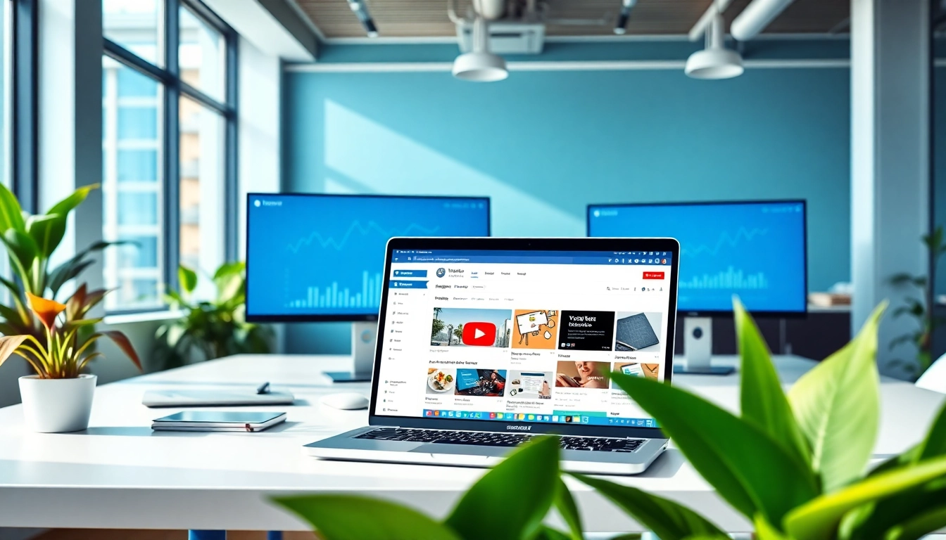 Optimize your channel with the best youtube smm panel services showcased in a modern office.