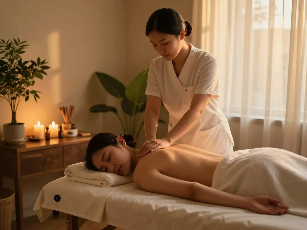 Luxurious Swedish massage at https://www.makangs.com/region/국내/서울-/마사지-스웨디시, tranquil spa setting with calming elements.