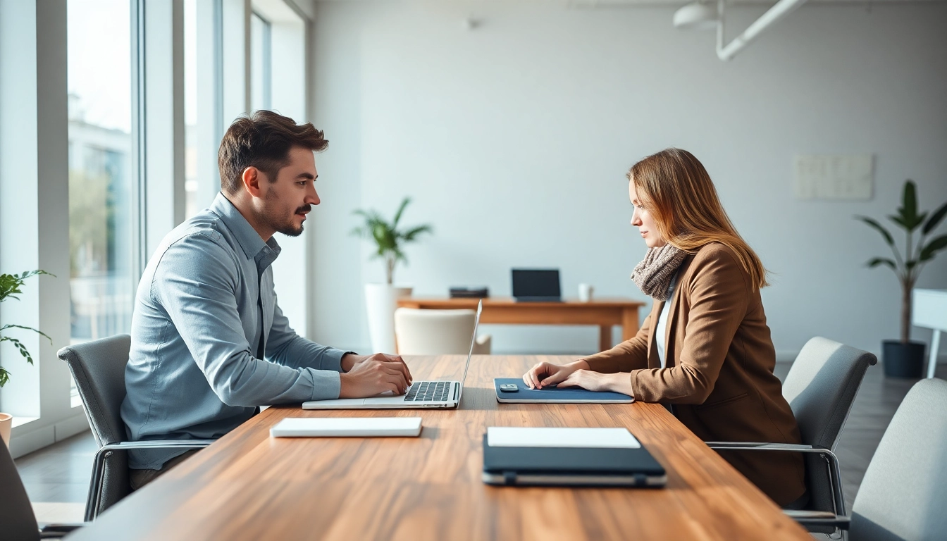 Engaging business coaching service in a modern office environment with collaborative elements.