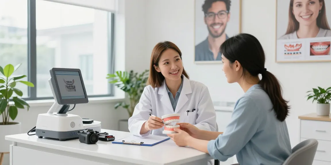 Consultation on jaw alignment surgery Hawthorn with orthodontist and patient in a modern clinic.