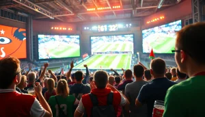 스포츠중계와 함께 환호하는 관중의 모습