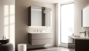 Stilvoller sonni Spiegelschrank im modernen Badezimmer mit elegantem Design und Beleuchtung.