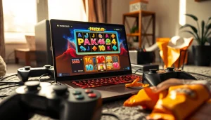 Memenangkan permainan pada pakde4d slot dengan perangkat gaming modern dan suasana santai.